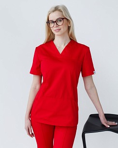 Медицинская рубашка женская Топаз красная